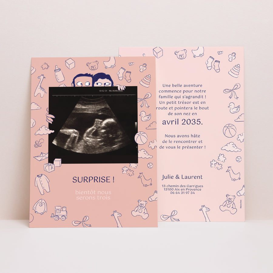 Carte annonce grossesse Naissance Portrait La belle aventure photo