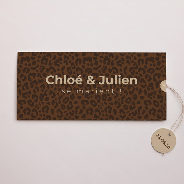 Faire-part Mariage Pochette 2 cartes, étiquette Jungle Glam photo