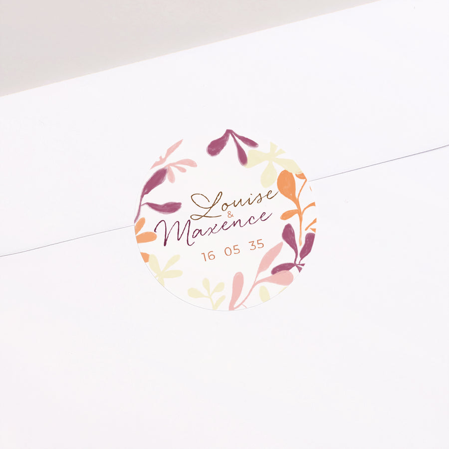 Sticker Mariage Rond Folie amoureuse photo