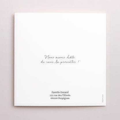 Faire-part Naissance Carré double volet Rayures roses claires photo N° 3