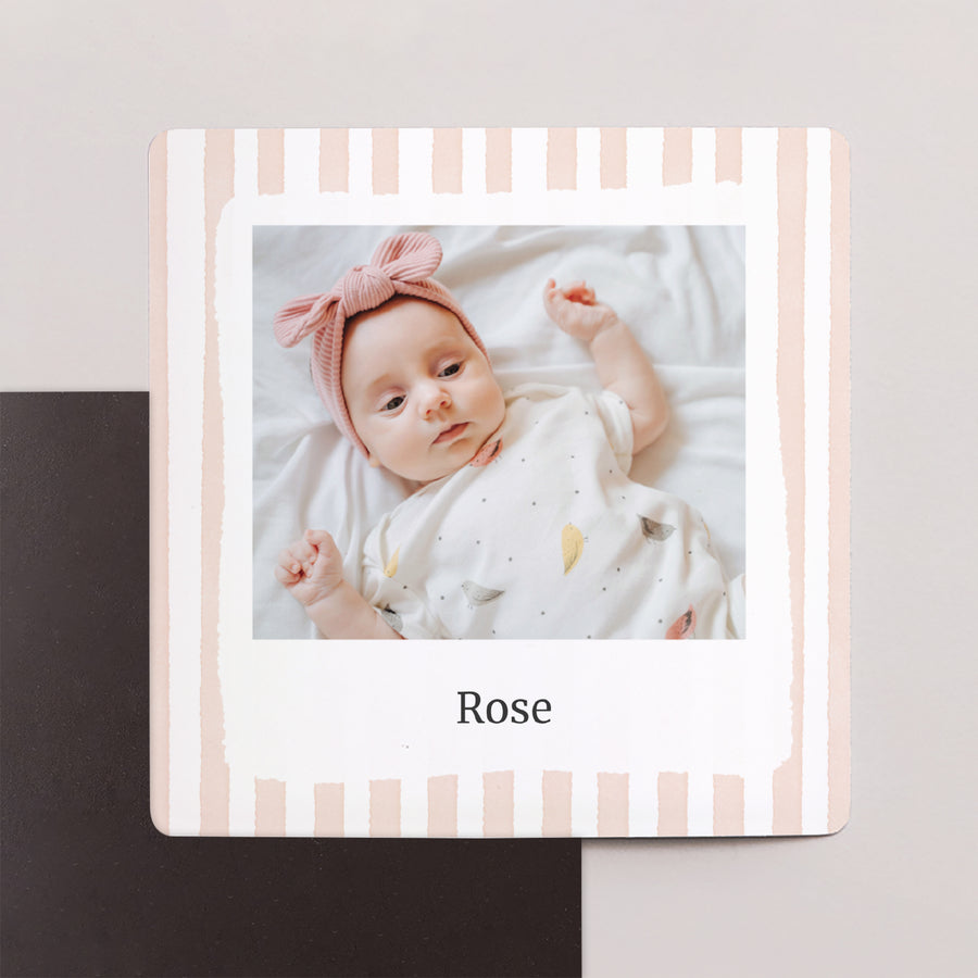 Remerciements Naissance Lot de 9, magnétique Rayures roses claires photo