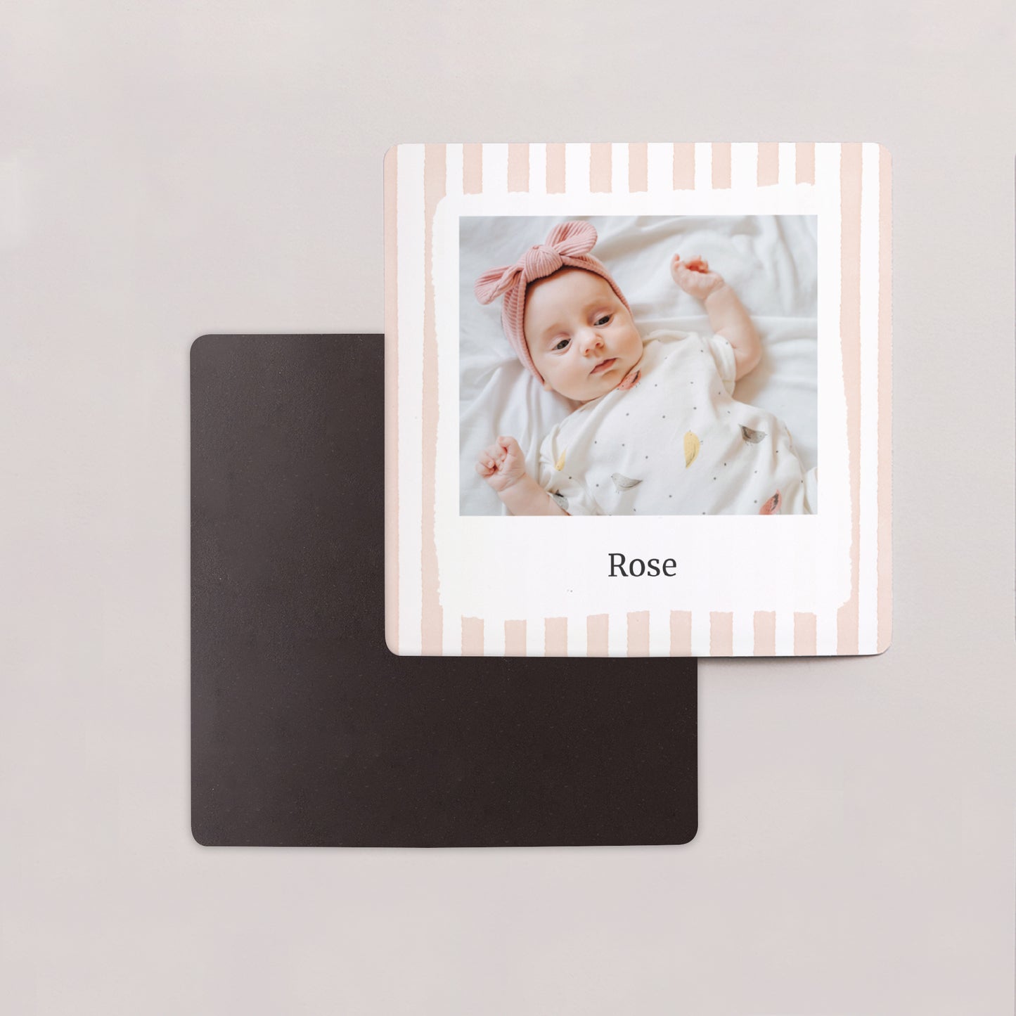 Remerciements Naissance Lot de 9, magnétique Rayures roses claires photo N° 2