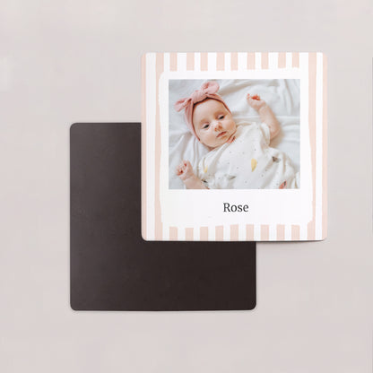 Remerciements Naissance Lot de 9, magnétique Rayures roses claires photo N° 2