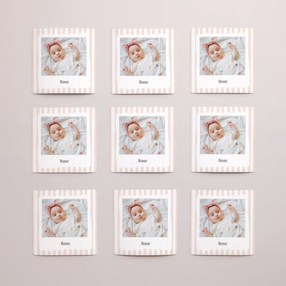 Remerciements Naissance Lot de 9, magnétique Rayures roses claires photo N° 3