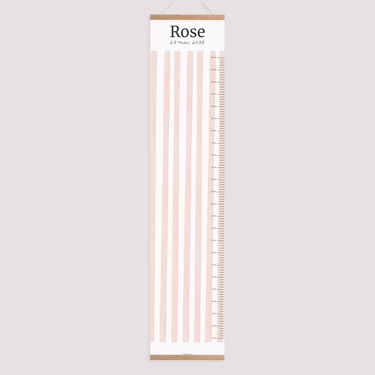 Toise Naissance Papier Rayures roses claires photo N° 1