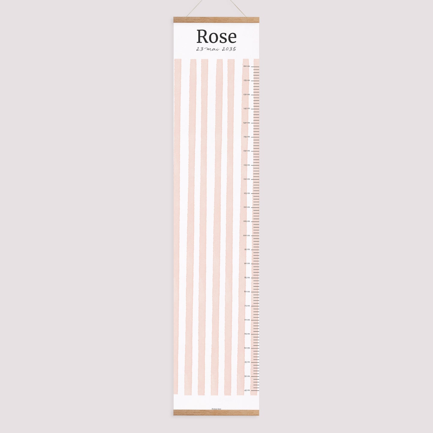 Toise Naissance Papier Rayures roses claires photo N° 1