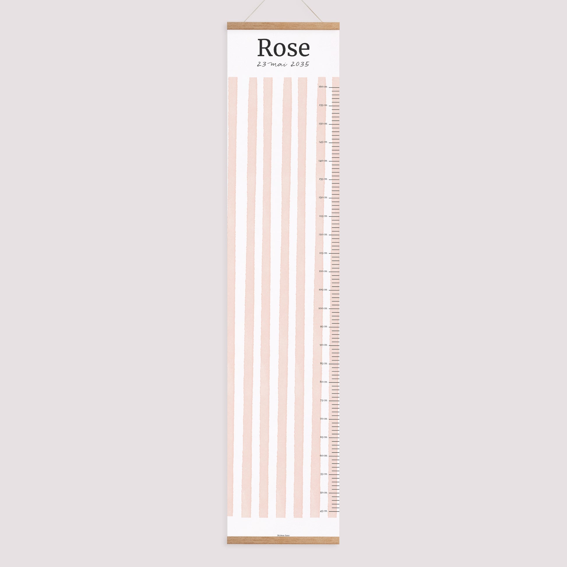 Toise Naissance Papier Rayures roses claires photo N° 1