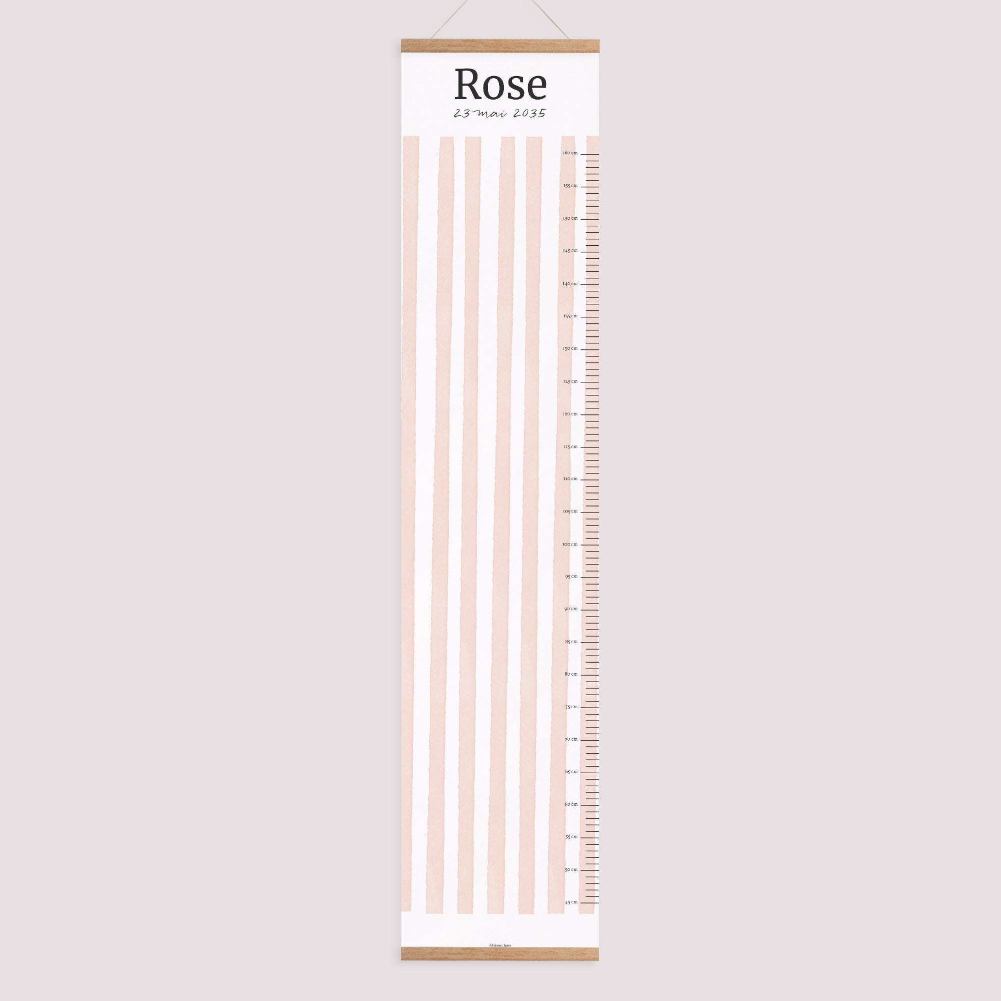 Toise Naissance Papier Rayures roses claires photo N° 1