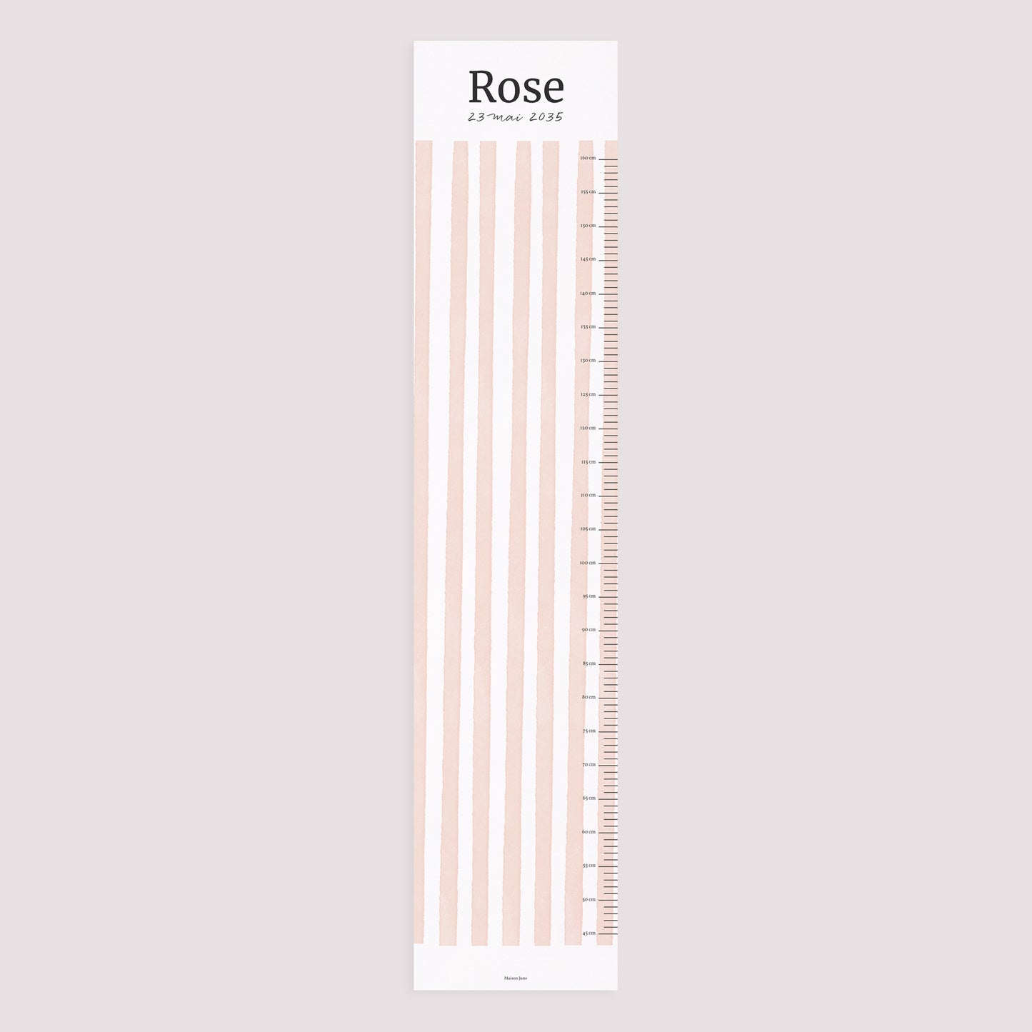 Toise Naissance Papier Rayures roses claires photo N° 5