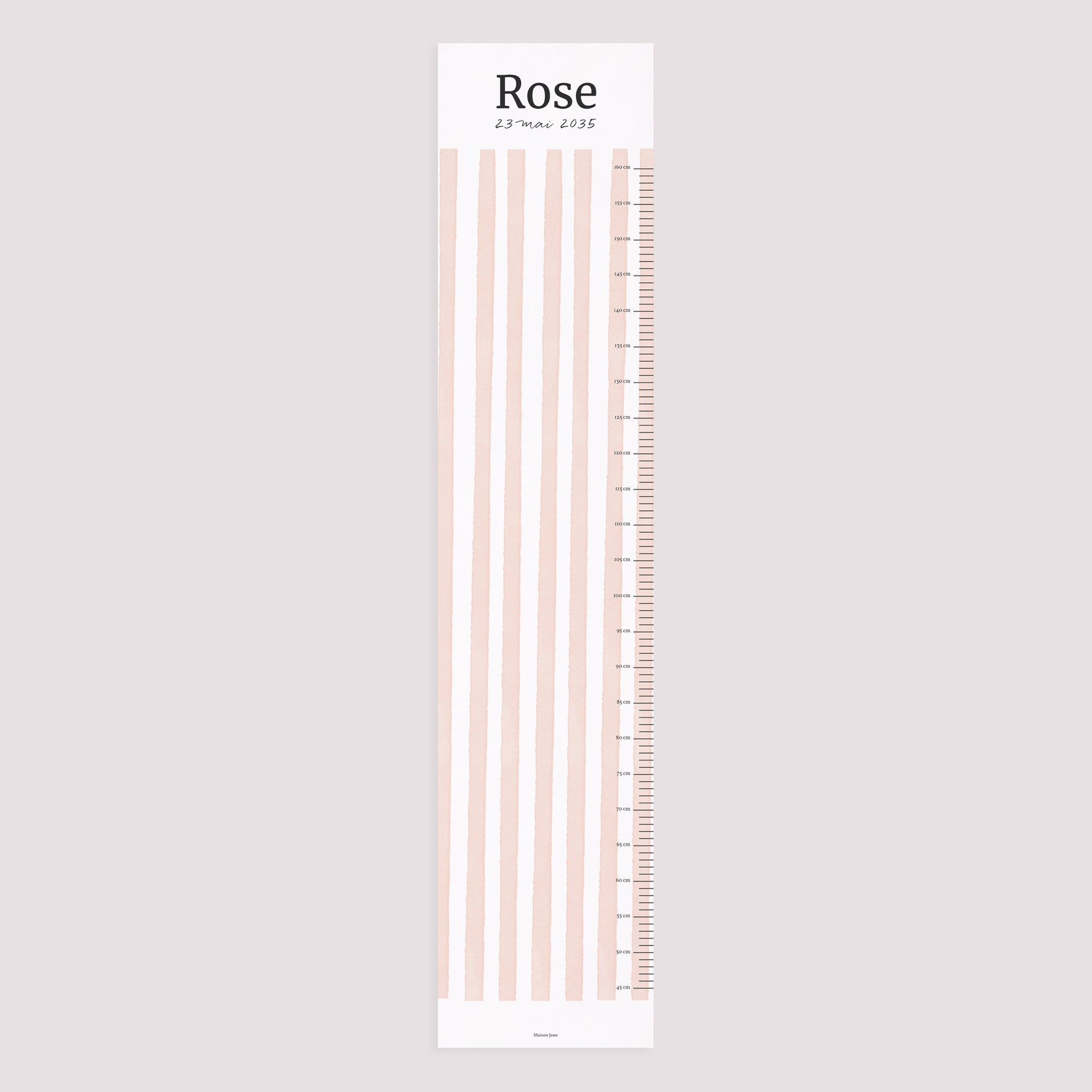 Toise Naissance Papier Rayures roses claires photo N° 5