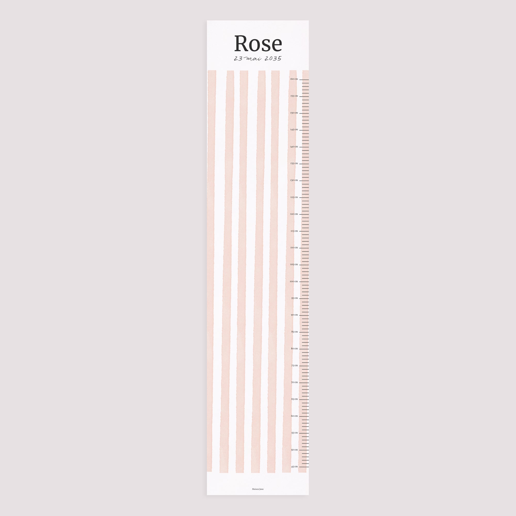 Toise Naissance Papier Rayures roses claires photo N° 5