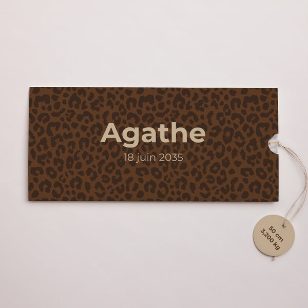 Faire-part Naissance Pochette 2 cartes, étiquette Douce féline photo