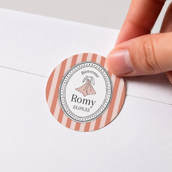 Sticker Naissance Rond Rayures de douceur photo