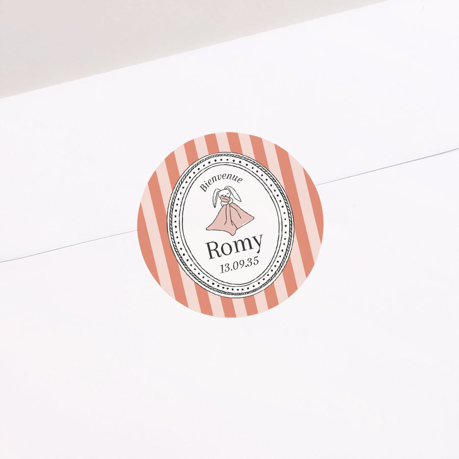 Sticker Naissance Rond Rayures de douceur photo