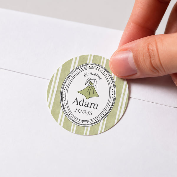 Sticker Naissance Rond Rayures d'amour photo