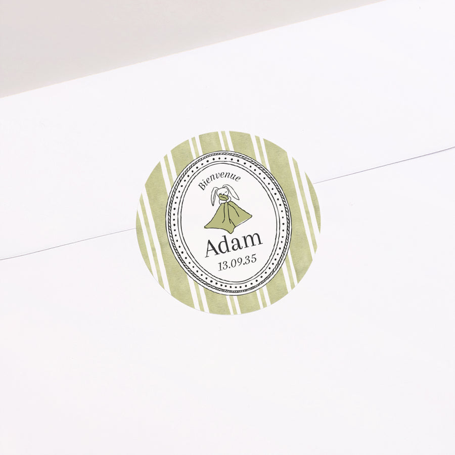 Sticker Naissance Rond Rayures d'amour photo