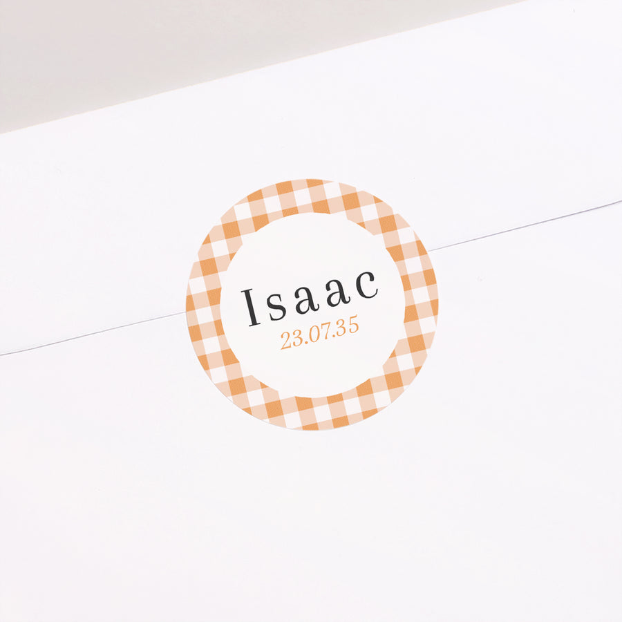 Sticker Naissance Rond Petit Vichy photo