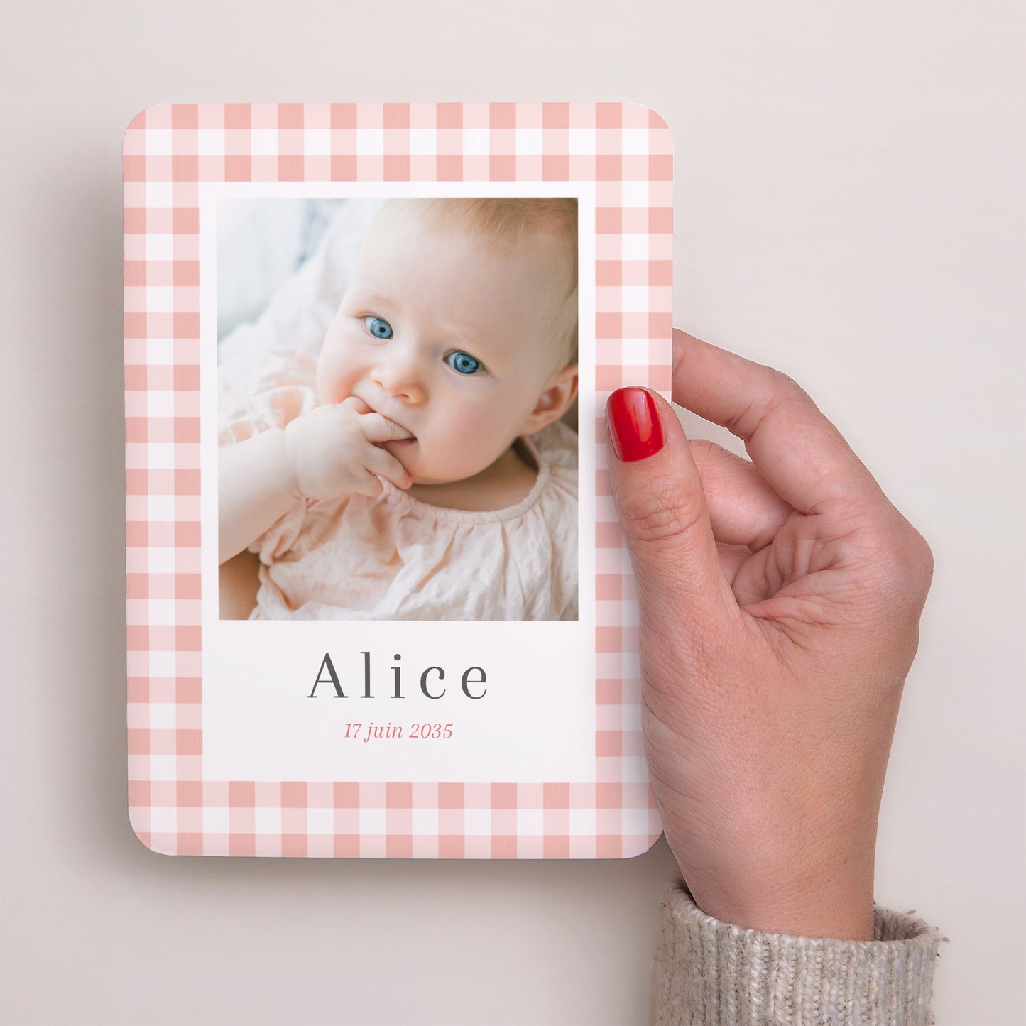 Faire-part Naissance Portrait, bords arrondis Quadrille de Tendresse photo N° 2