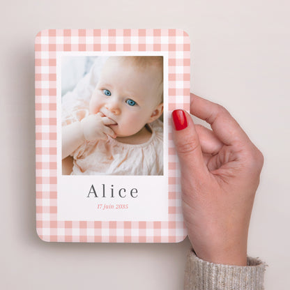 Faire-part Naissance Portrait, bords arrondis Quadrille de Tendresse photo N° 2