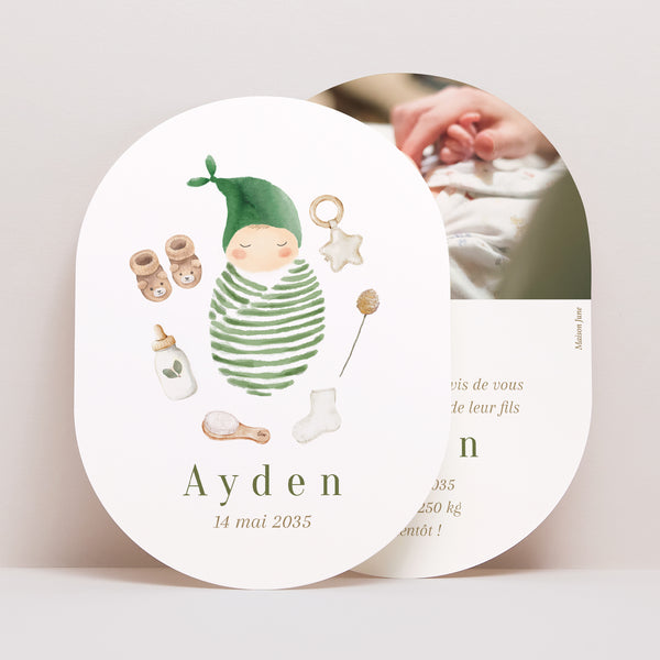 Faire-part Naissance Ovale Petit Bout d’Amour photo