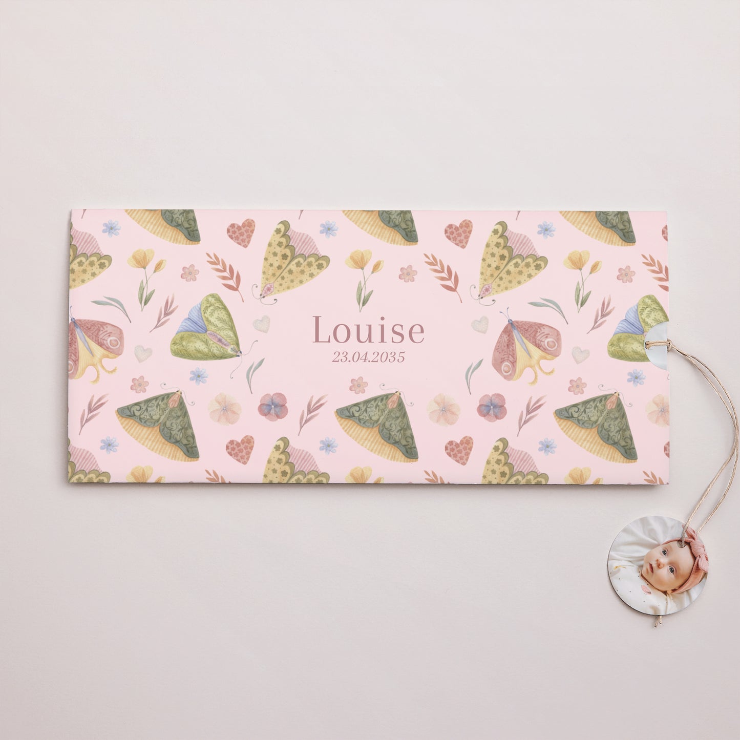 Faire-part Naissance Pochette 2 cartes, étiquette Un Battement d’Amour photo N° 1