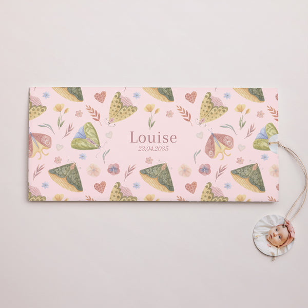 Faire-part Naissance Pochette 2 cartes, étiquette Un Battement d’Amour photo