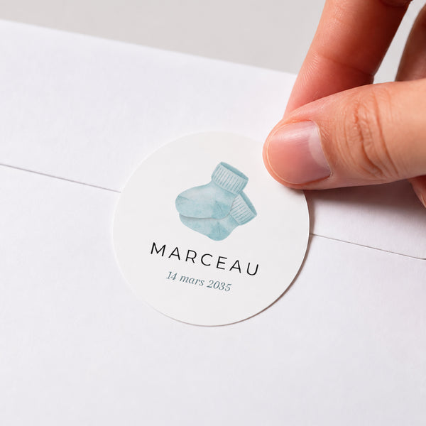 Sticker Naissance Rond Au Fil des Petites Mailles photo