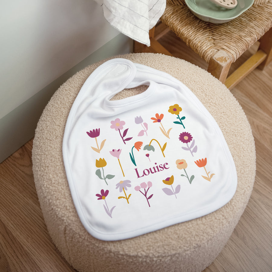 Bavoir Naissance Tissu Cœur en fleur photo