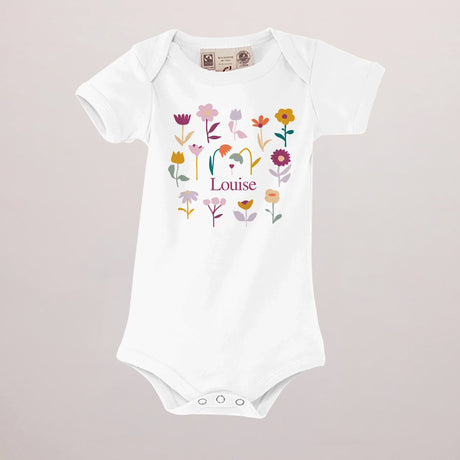 Body personnalisé Naissance blanc recto Cœur en fleur