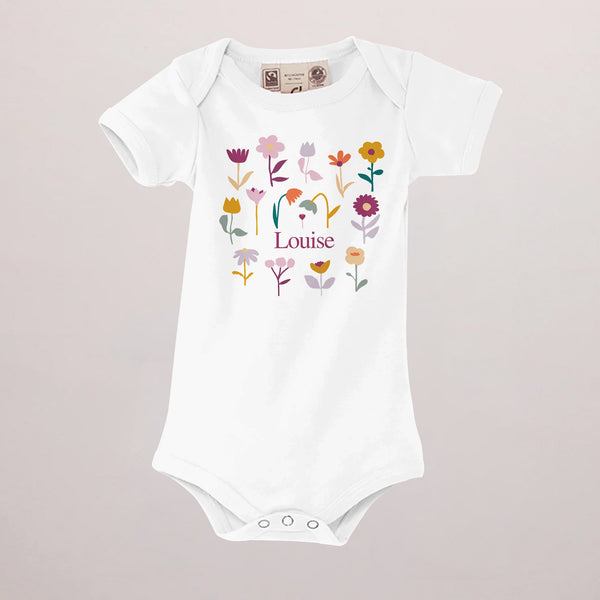 Body personnalisé Naissance blanc recto Cœur en fleur photo