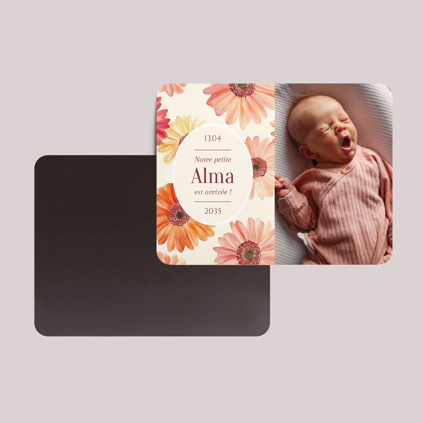 Faire-part Naissance Lot de 8, magnétique, paysage, rectangle coins arrondis Un Pétale d'Amour photo N° 2