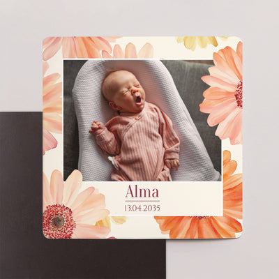 Carte remerciement naissance magnet