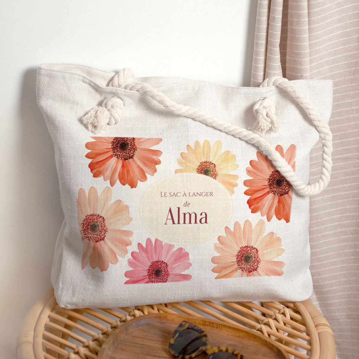 Sac cabas Naissance Anse en corde Un Pétale d'Amour photo N° 1
