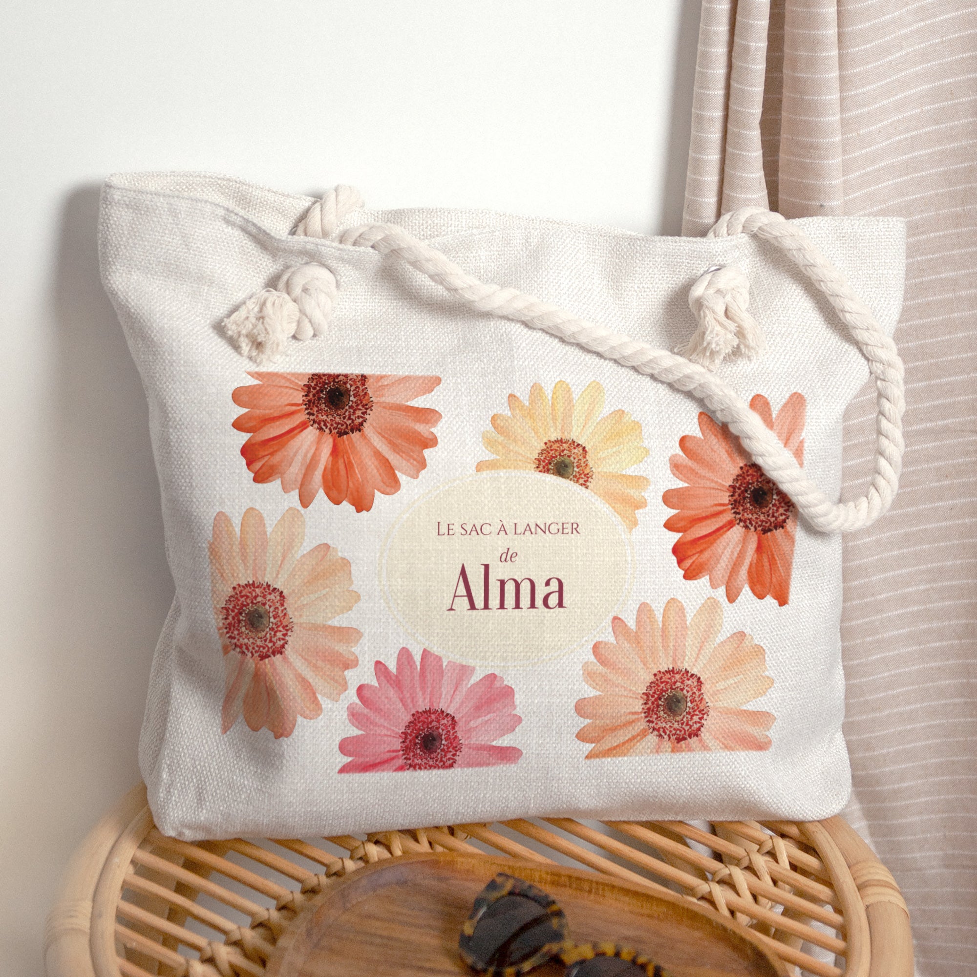 Sac cabas Naissance Anse en corde Un Pétale d'Amour photo N° 1