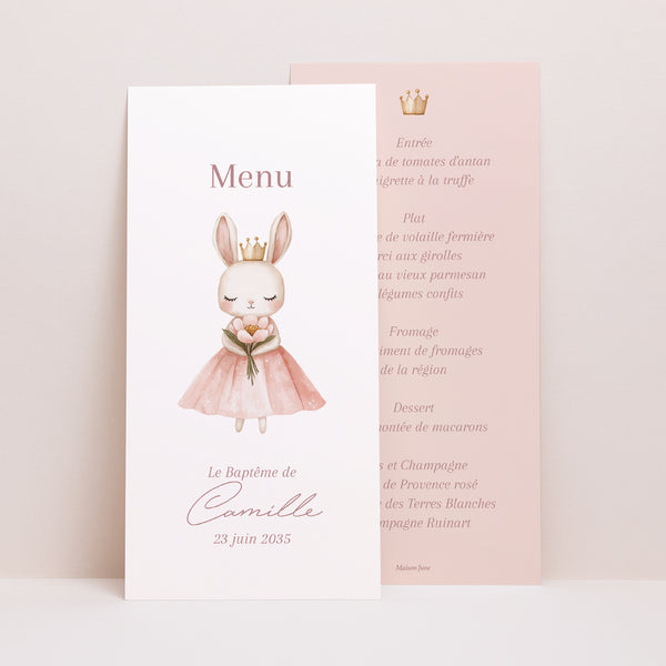 Menu Baptême Panoramique portrait Princesse du Jardin Secret photo