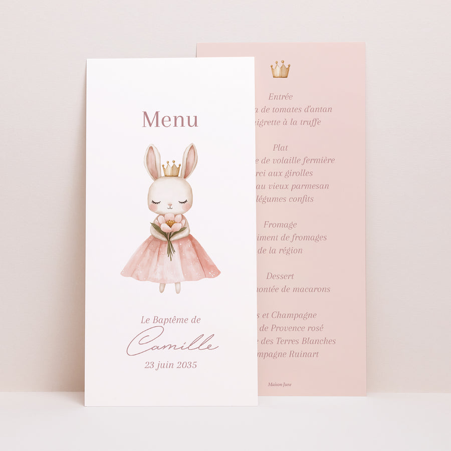 Menu Baptême Panoramique portrait Princesse du Jardin Secret photo