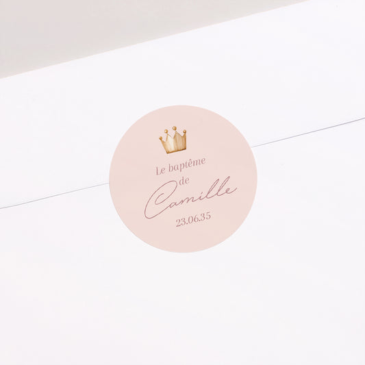 Sticker Baptême Rond Princesse du Jardin Secret photo