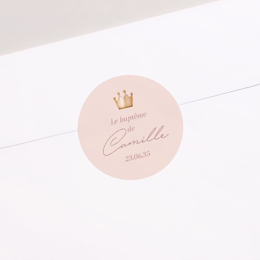 Sticker Baptême Rond Princesse du Jardin Secret photo