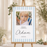 Panneau bienvenue Baptême Portrait 60 x 90 cm Rayures bleu ciel II photo N° 1