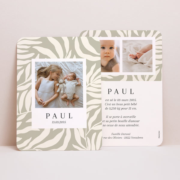Faire-part Naissance Portrait, bords arrondis Brise de Tendresse photo