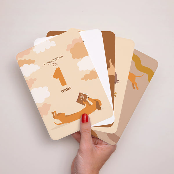 Carte étape bébé Naissance Lot de 12 Hot Dog photo
