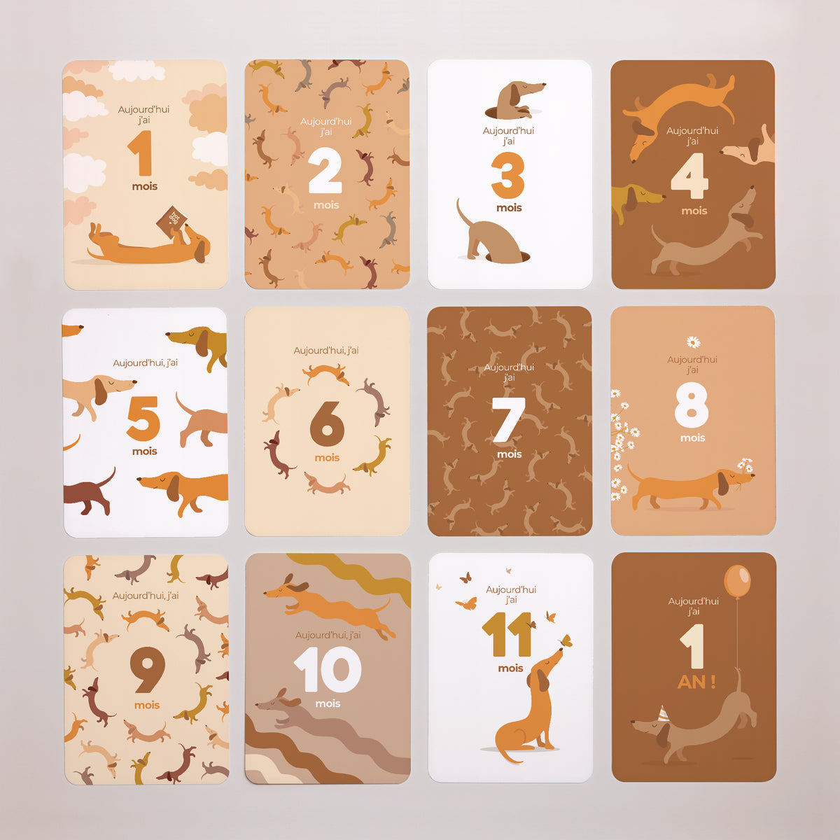 Carte étape bébé Naissance Lot de 12 Hot Dog photo N° 3