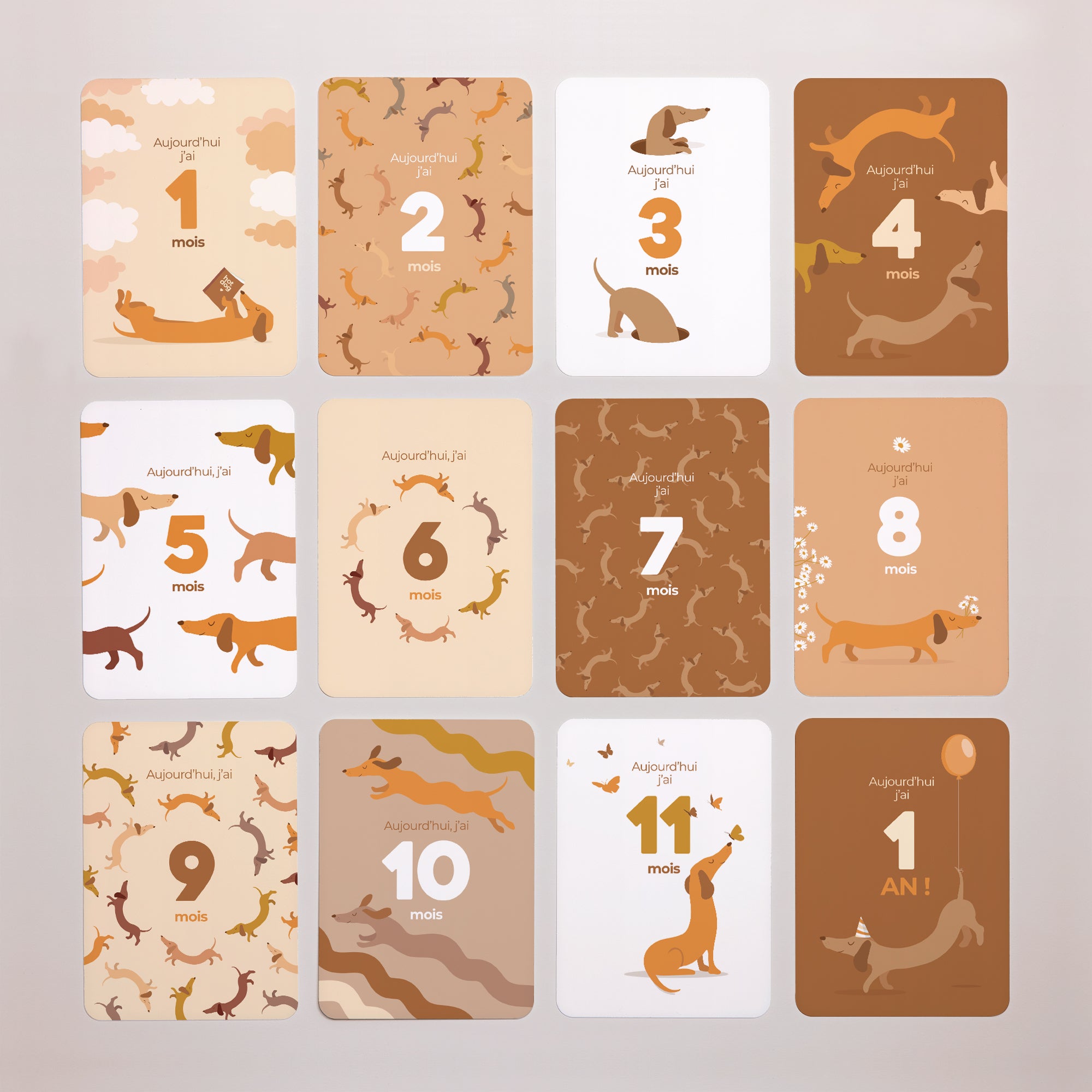 Carte étape bébé Naissance Lot de 12 Hot Dog photo N° 3