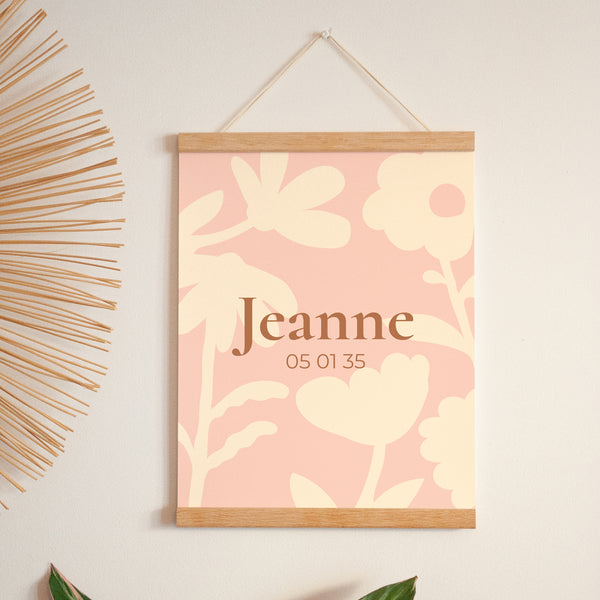 Affiche Naissance Portrait 30 x 40 cm Baby flower photo
