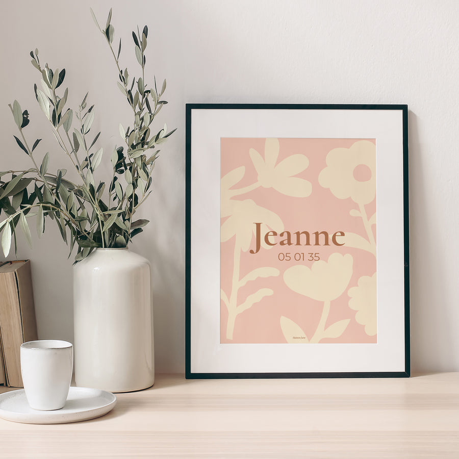 Affiche Naissance Portrait Baby flower photo