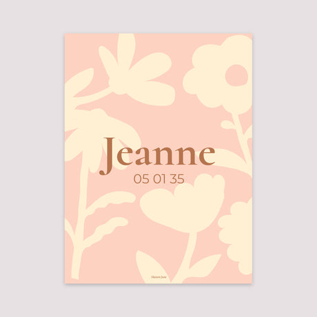 Affiche Naissance Portrait 30 x 40 cm Baby flower