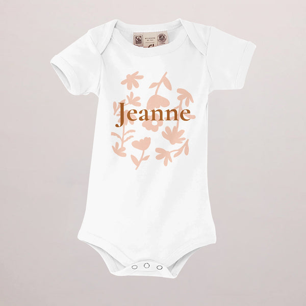 Body personnalisé Naissance blanc recto Baby flower photo