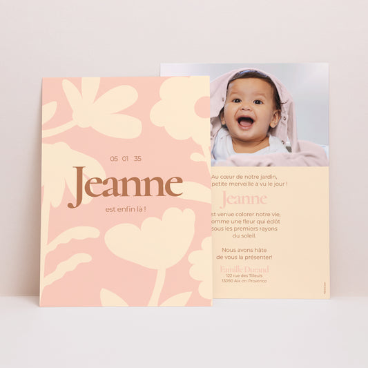 Faire-part Naissance Portrait Baby flower photo
