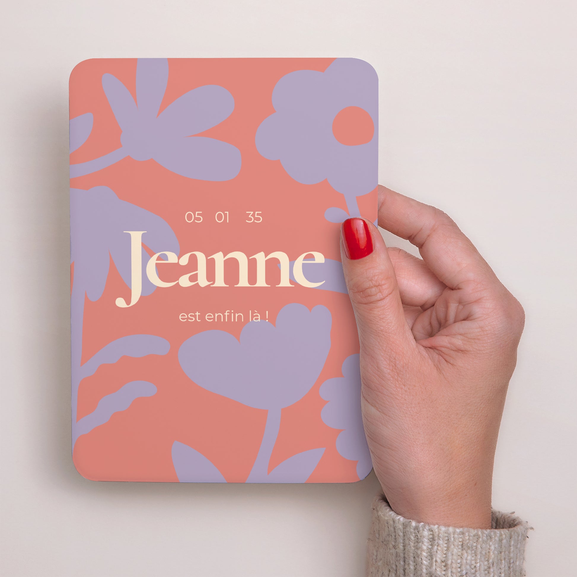 Faire-part Naissance Portrait, bords arrondis Baby flower photo N° 2