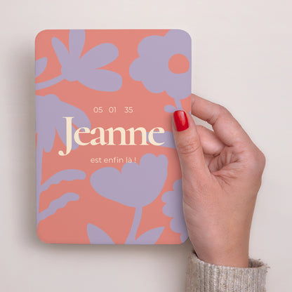 Faire-part Naissance Portrait, bords arrondis Baby flower photo N° 2